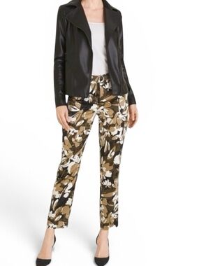 Chico’s Satin Camouflage Ankle Cargo Pants Size 2